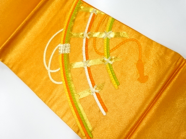 JAPANESE KIMONO / HIRAKI NAGOYA OBI / EMBROIDERY / FENCE